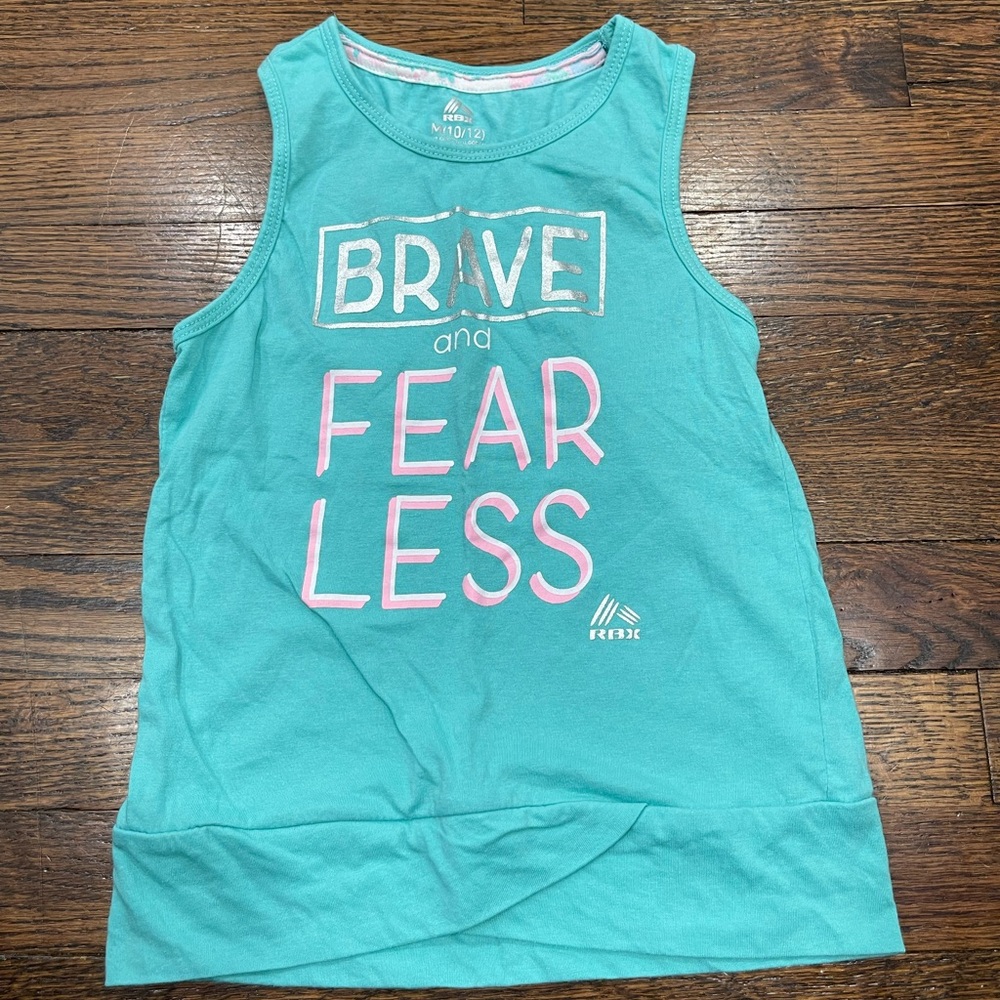 RBX girls Blue and Pink Athletic Tank Top Brave Fearless size M